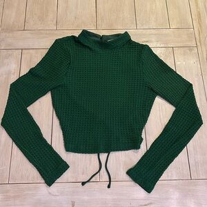 ASTR the Label Green Knit Long Sleeve Open Back Top Medium